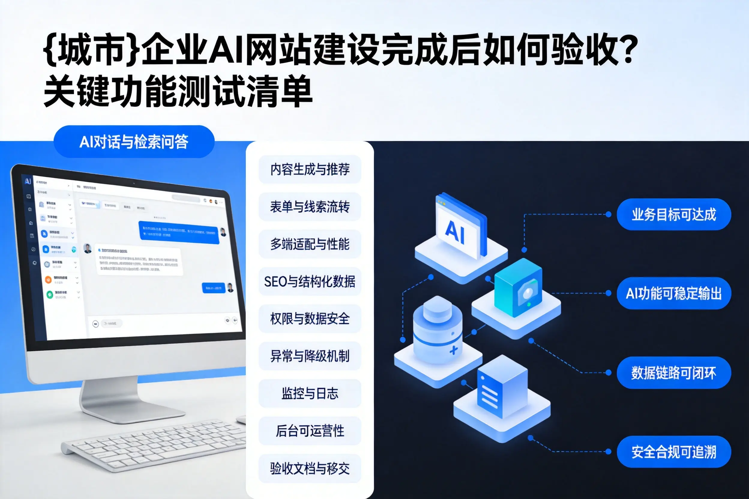 盐城企业AI网站建设完成后如何验收？关键功能测试清单